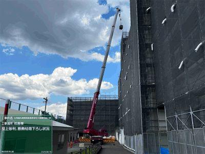 屋上砂利・断熱材荷下ろし状況